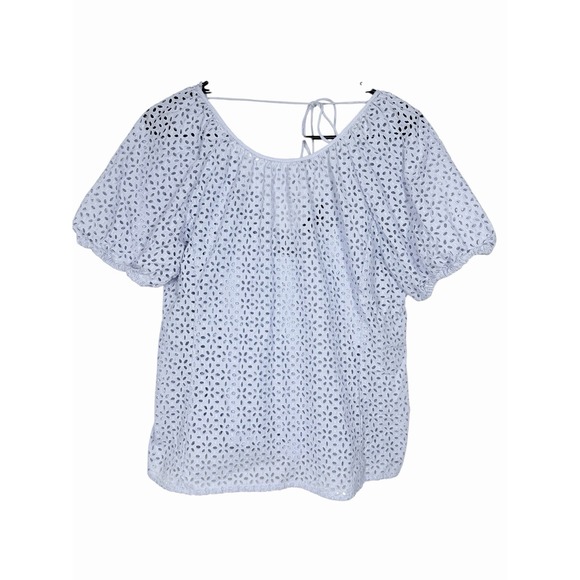 J.CREW Tops - J.Crew NWT V-Back Puff Sleeve Eyelet Top Lavender Cottagecore Romantic Size 8
